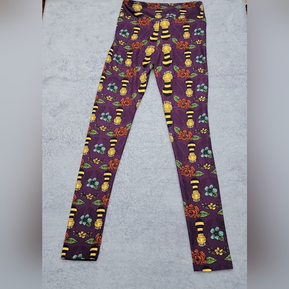 Lularoe women's flowers and bee print leggings - Picture 5 of 9